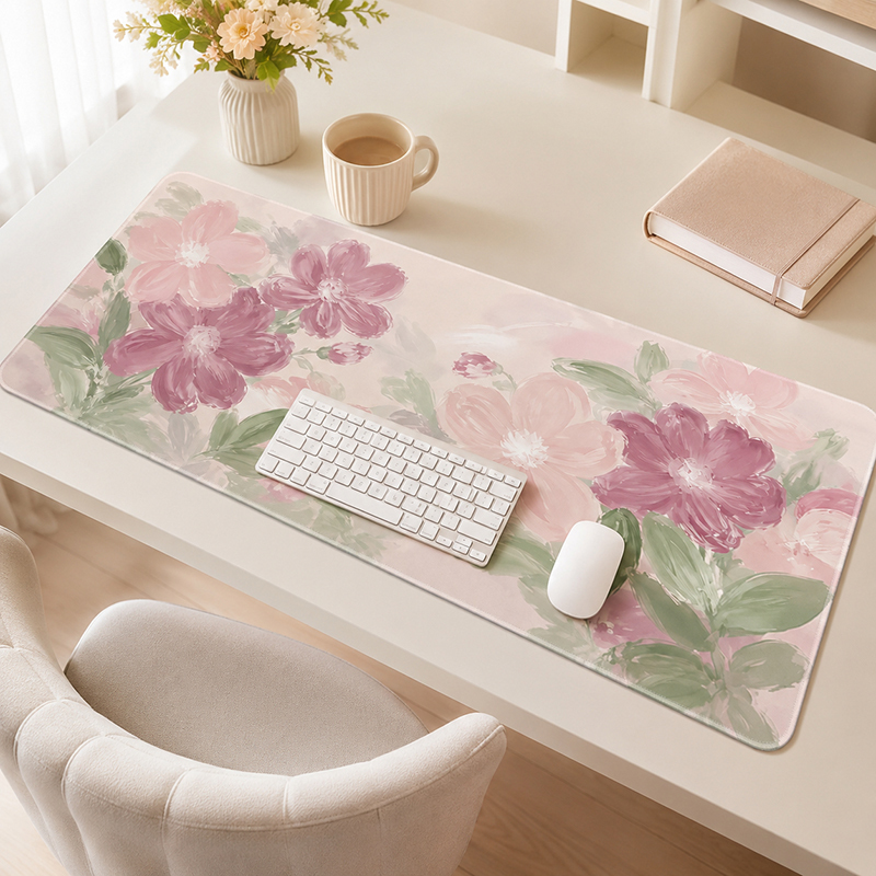 Pc Gaming Pink - Tapis de souris rose Sakura aquarelle,
