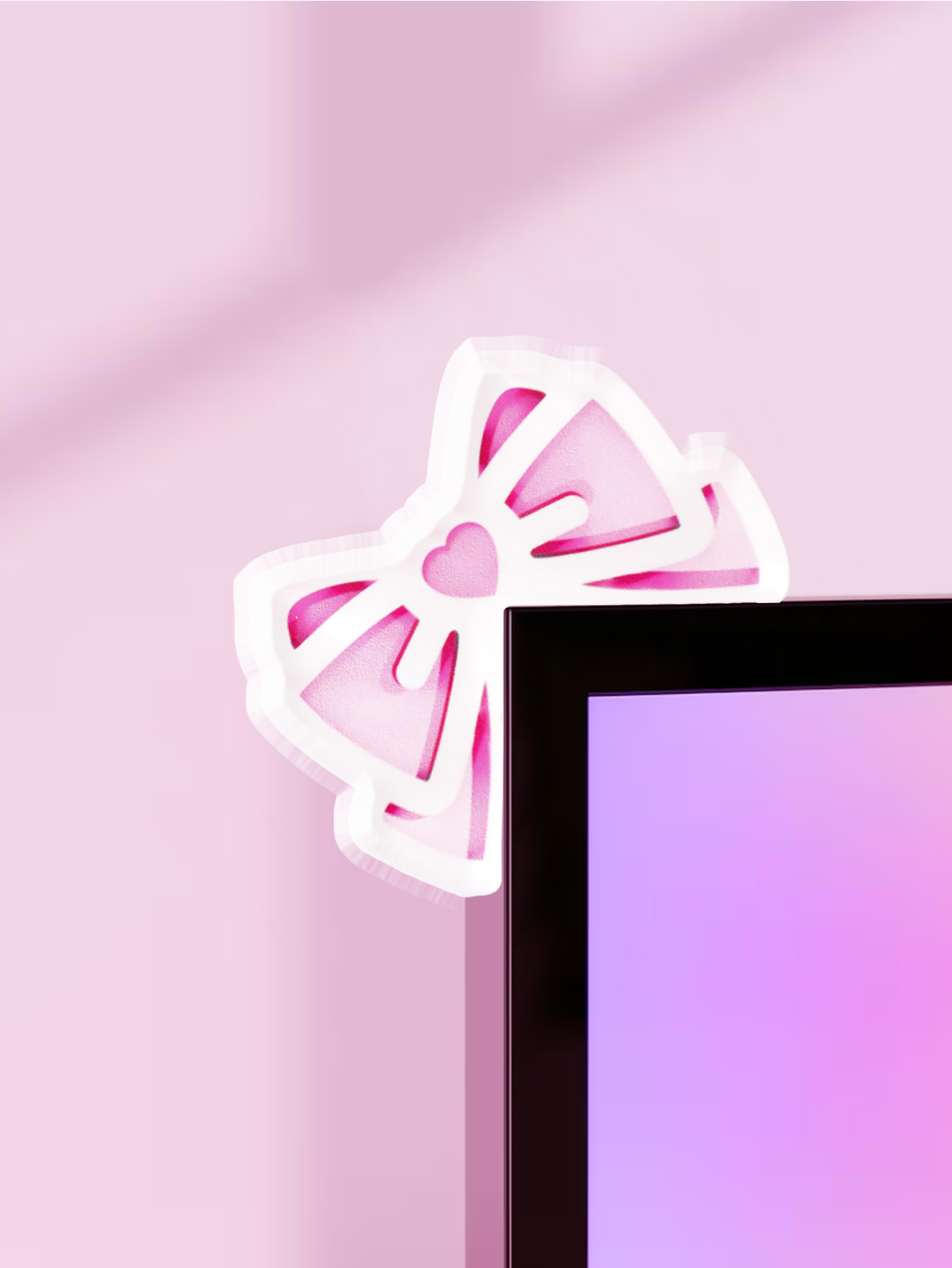 Pc Gaming Pink - Décoration de moniteur avec nœud kawaii,